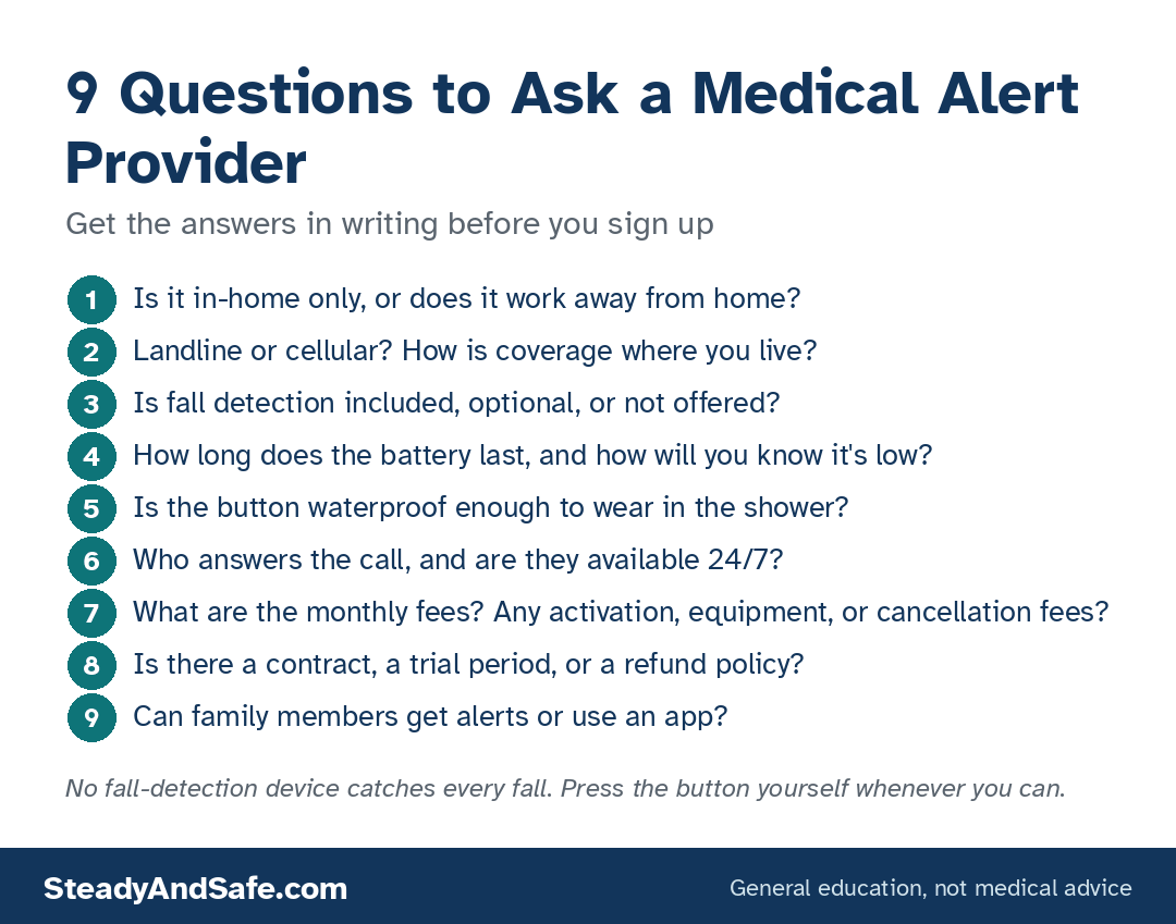 Nine questions to ask a medical alert provider before signing up